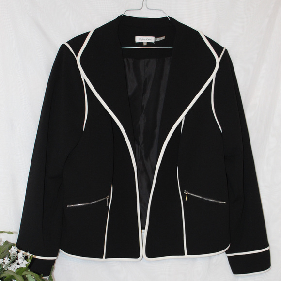Calvin Klein Jackets & Blazers - Calvin Klein Open Jacket Black with White Piping